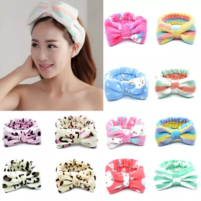 Big Bow Soft Fleece Hair Band Head Wrap Headband Bath Spa Make Up Shower Facial • £2.27