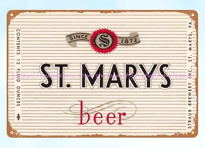 1934 St. Marys Beer Straub Brewery Inc. St. Marys PA Bar Liquors Tin Sign • $18.89