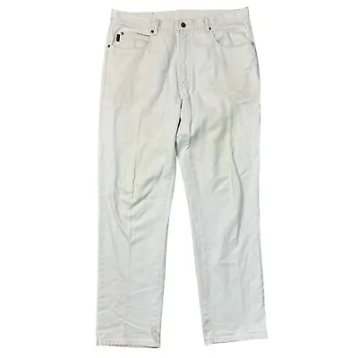 Yves Saint Lauren YSL Denim Jeans Designer Straight Fit Beige Mens W38 L33 • £59.99