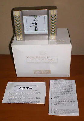 Bulova FRANK LLOYD WRIGHT Mid Century Modern Desk Mantel CHEVRON Rug Clock BOXED • $49.95