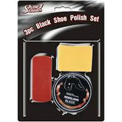 £4.99 • Buy Shoe Polish Black Set 3 PC Set Boot Shoe Cleaning Kit Brush Shine Cloth 3 Pack