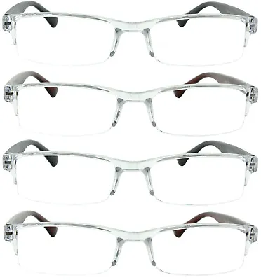 4 Pack Reading Glasses Readers Men Women Semi Rimless Square Frame • $10.95