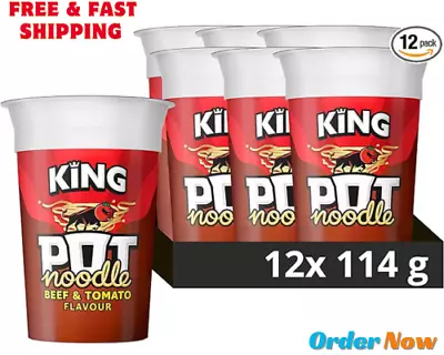 Pot Noodle Beef & Tomato King Pot Noodle Instant Vegetarian Snack 12x 114 G • £13.96