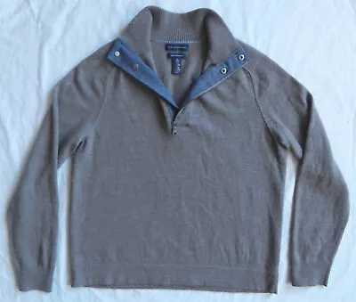 Merino Wool Gray Snap Henley Turtleneck Sweater - XL Mens Banana Republic • $32.99