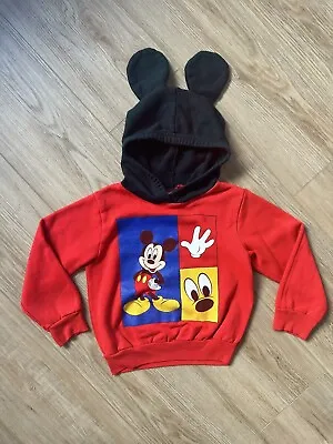 Vintage Disney Mickey Mouse Hoodie With Ears Size 18-24 Months • $14.99