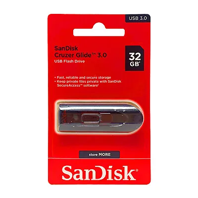 SanDisk Cruzer Glide 32GB Flash Drive USB 3.0 Flash Drive Thumb Memory Pen • $7.25