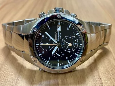 Seiko Chronograph Sportura 7T32 Men's Watch 63-F38 USED • $123.38