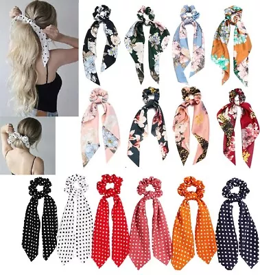 £3.59 • Buy Floral Scrunchie Scarf Hair Bow Ponytail Elastic Boho Hairband Rope Ribbon Ties
