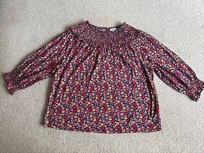 **ladies Fat Face Floral Cotton Top With Shirring Detail Size 18 - Worn Once** • £10.99