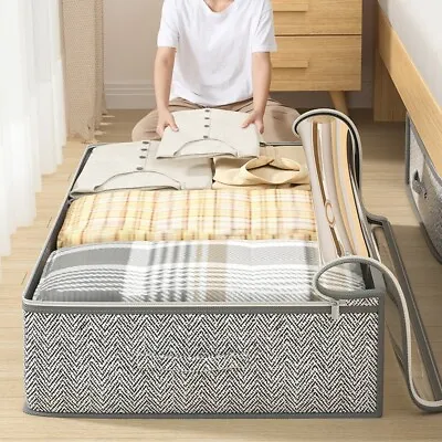 Underbed Storage Bags Clothes Zipped Organizer Under.Bed Wardrobe Closet Box.S/L • £9.99