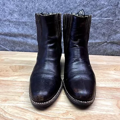 Vintage Laredo Brown Leather Men's Western Cowboy Ankle Boot • $38.99