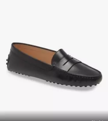 TOD'S  Gommino  Penny Loafer In Black Leather EUC/EU Sz: 37.5 US Sz: 7.5 • $99