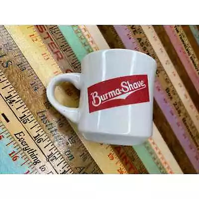 VINTAGE BURMA SHAVE Ceramic Barber Shave Red Graphic Coffee Mug Retro • $9.99