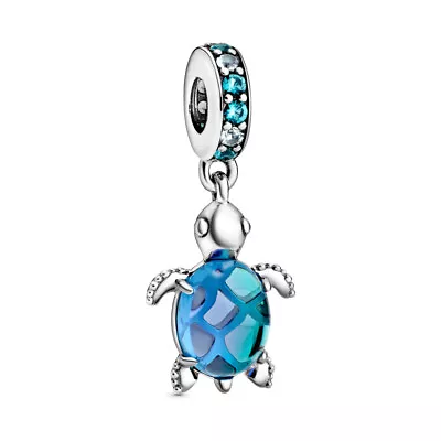 Sterling Silver 925 Blue Murano Sea Turtle Charm With Gift Pouch • £21