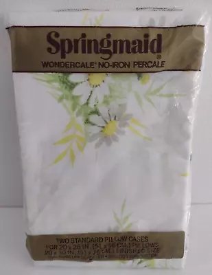 Vintage Springmaid Pillowcases Set Of Two Unopened Package Daisies Design USA • $19.99