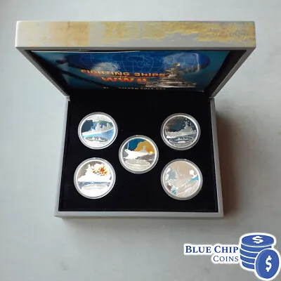 2007 $1 Fighting Ships Of Wwii 1oz Silver 5 Coin Set Collection • $449.95