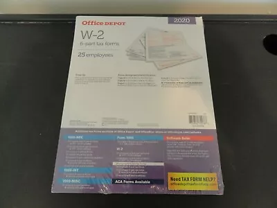 Office Depot W-2 6-Part Tax Forms 2020 For 25 Employees Tax Year 2020 NEW SEALED • $12.95