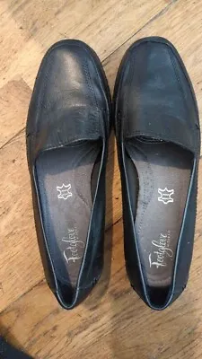 M&S Footglove Black Leather Flat Shoes Size 5 • £6.99