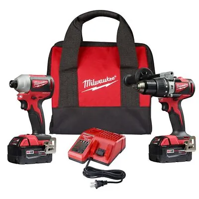 Milwaukee M18 Brushless Hammer Drill/Impact Combo Kit Model 2893-22 Red New • $279