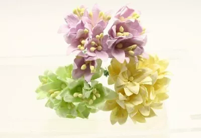 10x Mulberry Paper Flowers Lily Mini Lily Varied Colours Card Making Wedding  • £2.25