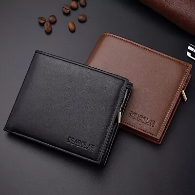 Men's Bifold Leather Wallet With ID Window Credit Card Holder Slim Purse • $9.99