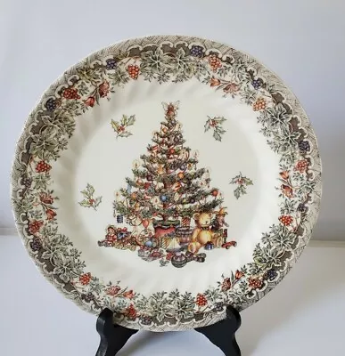 Myott Factory Queen's Season Greetings Christmas Tree 10  Dinner Plate EUC • $16.99