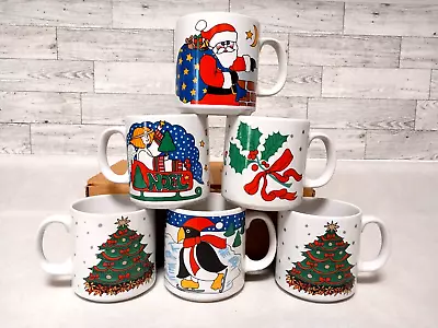 VINTAGE 1980s GRANT HOWARD CHRISTMAS MUG SET OF 6 ORIGINAL BOX/RECEIPT INCLUDED! • $40.50