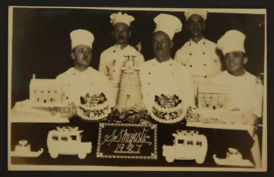 SS Majestic 1927 Ship Chefs Cooking Baking Cakes Pastries Glossy Postcard RPPC • $65