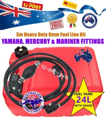 $122.95 • Buy 24L Portable Marine Outboard Boat Fuel Tank + Yamaha Outboard Fuel Hose