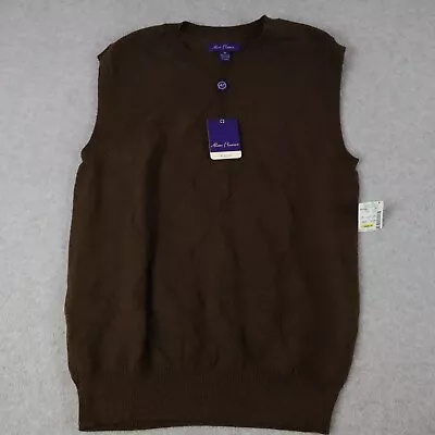 Alan Flusser Sweater Vest Mens Medium Classic V-Neck Knit Diamond Sleeveless NWT • $24.99
