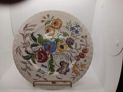 Vintage Vernon Kilns May Flower Chop Plate/ Platter 12  White W Florals... • $12