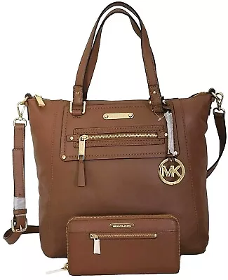 🌞michael Kors Gilmore Large Luggage Brown Leather Tote Bag +/or Wallet🌺nwt! • $99.99