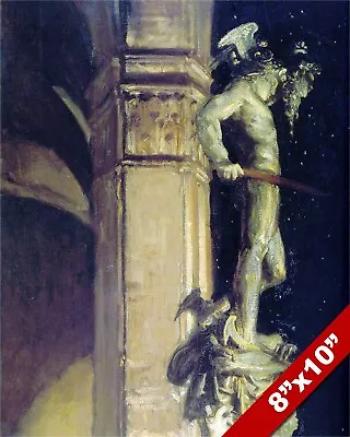 Perseus Medusa Statue At Night Florence Italy Oil Painting Art Real Canvas print • $14.99