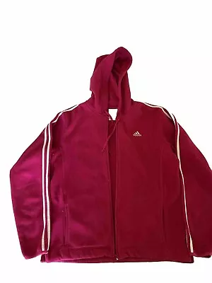 Adidas Women’s Pink Fleecy Zip Up Hooded Jacket Size 14 • $15