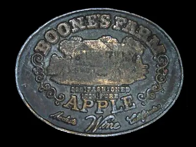 TI09155 VINTAGE 1970s *BOONE'S FARM APPLE WINE* BOOZE ADVERTISEMENT BELT BUCKLE • $40