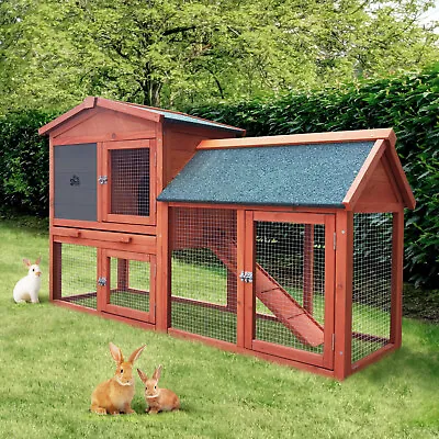 Alopet Rabbit Hutch Chicken Coop Bunny House Run Cage Wooden Outdoor Pet Hutch • $170.91