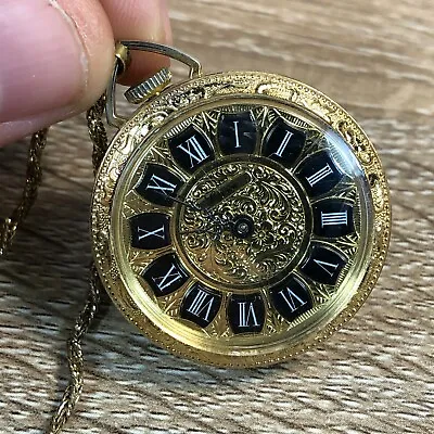 Vintage Lucerne Womens Gold Tone Pendant Wind Up Mechanical Watch • $26.98