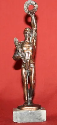 $149.99 • Buy Vintage Greek Nude Male With Palm Leaf And Wreath Copper Plated Statuette