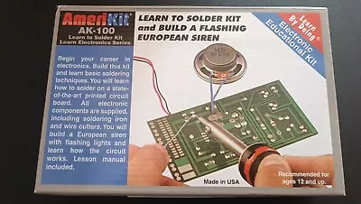 New AmeriKit AK-100 Learn To Solder Kit Siren Electronics Series Made In USA • £25