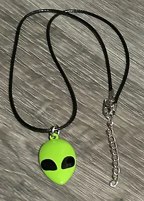 UFO Collection: Green Metal/Enamel Alien Pendant Necklace With 18” Black Cord • $4.99