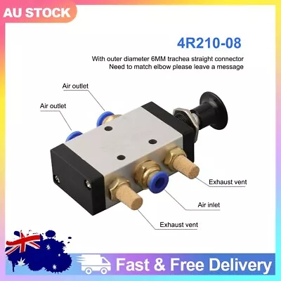 4R210-08 Push Pull Pneumatic Valve 5 Ways 2 Pos 1/4  BSPT & Connector Silencer • $25.99