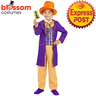 N1060 Roald Dahl Willy Wonka Chocolate Factory Boys Book Week Fancy Kids Costume • $41.33
