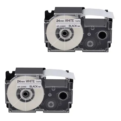 £14.39 • Buy 2PK Black On White Tape Cartridge XR-24WE For Casio KL8200 EZ Label Printer