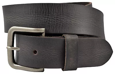 Vintage Full Grain Solid Buffalo Leather Belt W/Nickle Finish Buckle - Black • $32.95