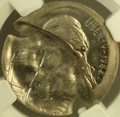 $654.50 • Buy 1984 BROADSTRUCK W/ OBVERSE BROCKAGE Jefferson Nickel Mint Error NGC MS-64 6FS