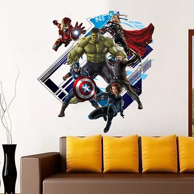 3D America Marvel Avengers Wall Stickers Boys Kids Room Decal Super Uk  565 • £14.51