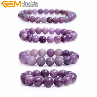 $4.23 • Buy Natural Stone Lepidolite Gemstone Loose Beads Strand Jewely Making 15 Wholesale