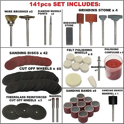 £9.95 • Buy Mini Rotary Power Drill Tool Accessory Kit Fits Dremel Multi Tools Cut Off Disc