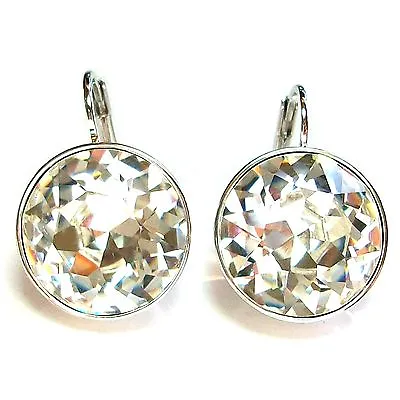 Large Round Bella Women Crystal Earrings Made With SWAROVSKI® Crystals • $34.59