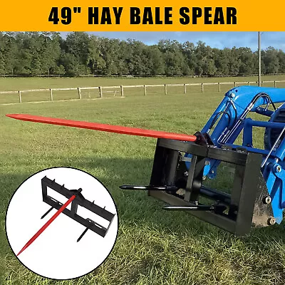 49'' Hay Bale Spear 3 Point Quick Loader Attach Steer Skid Tractor Attachment US • $357.69
